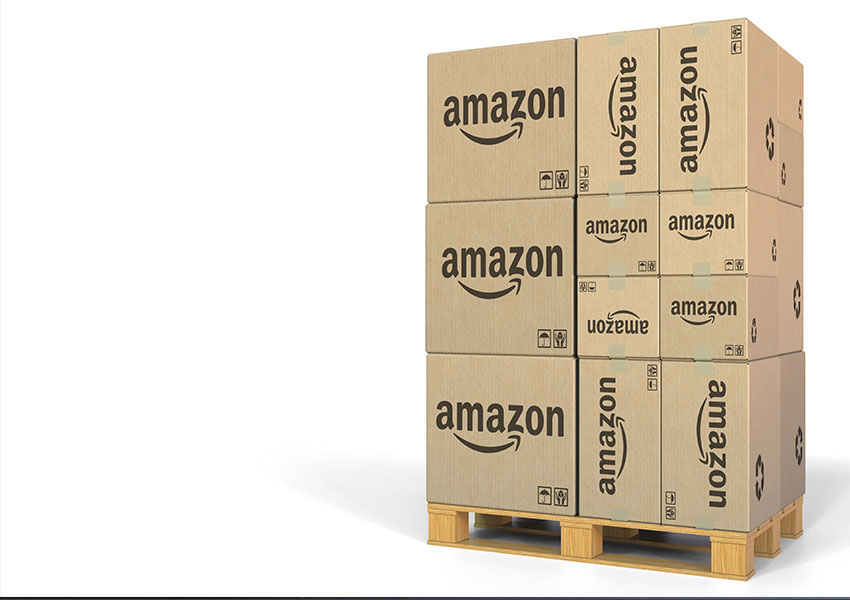 Boxes with Amazon logo on pallet