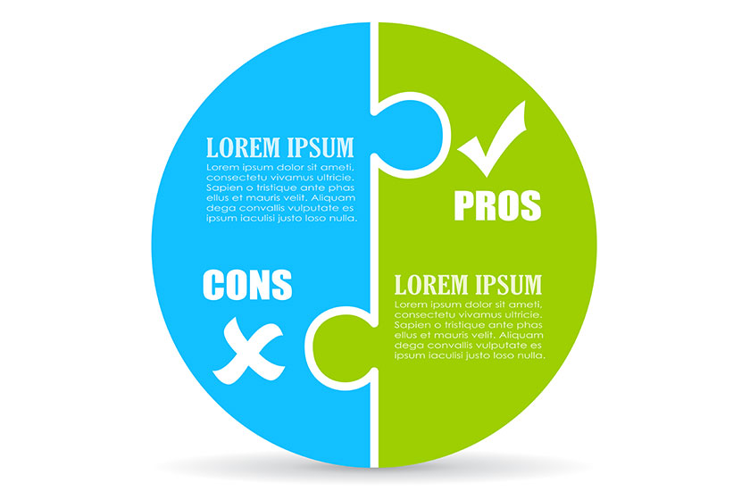 Pros and cons jigsaw chart template